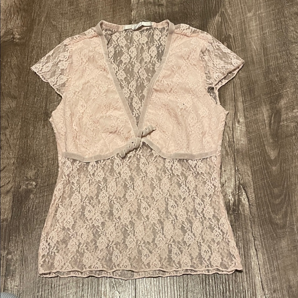 Kimchi Blue Lace Blouse in Light Pink
